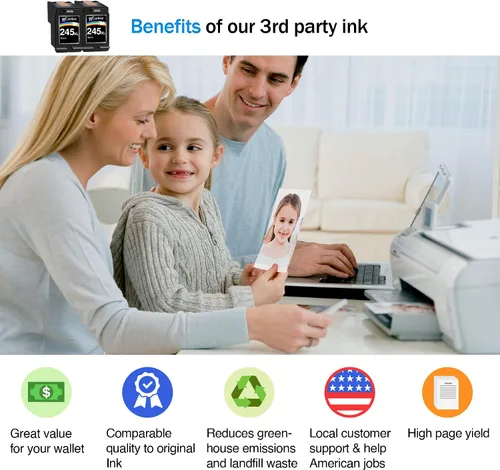 Vista 2 de Cartlee Cartuchos de tinta compatibles de repuesto para Canon Ink 245 para Canon PG-245xl Cartucho de tinta para iP2820 MG2420 MG2920 MG2922 MG2520
