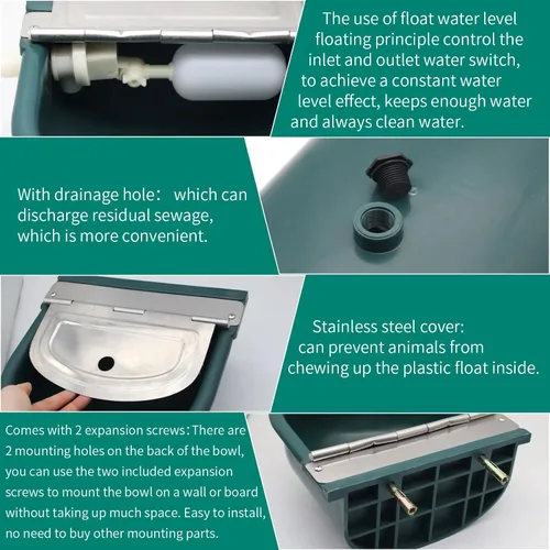 Vista 5 de Recipiente automático de agua, bebedero para ganado para ganado, perro, caballo, cabra, oveja, cuenco de agua potable para animales al aire libre