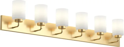 Vista 45 de Progress Lighting Merry Collection - Lámpara de tocador de baño de transición de cristal grabado en níquel cepillado (1 luz)