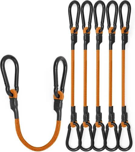Vista 8 de Cuerdas elásticas ajustables de 18 pulgadas con ganchos, ajuste flexible de 6.5 a 18 pulgadas, correas elásticas negras con elasticidad superior