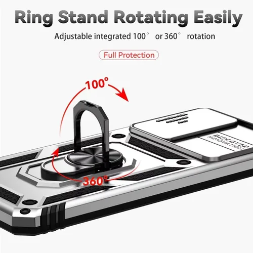 Vista 5 de Funda para Redmi Note 11 (4G)/Redmi Note 11S 2201117TY Funda con protector de pantalla de vidrio templado y cubierta de cámara deslizante, soporte