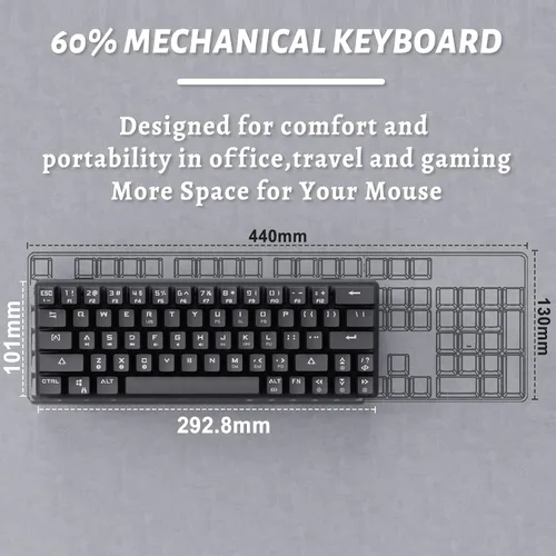 Vista 2 de DIERYA DK63N Teclado mecánico 60 inalámbrico con cable con teclas de flecha teclado para juegos Bluetooth 51 programable retroiluminación RGB real