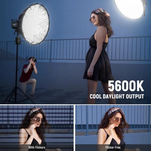 Vista 4 de NEEWER FS150 Luz de Vídeo LED 2.4G/Control APP, Luz Continua Silenciosa de 130W 5600K COB Luz Diurna para Fotografía con 4 Tipos de Atenuación