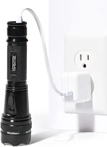 Vista 7 de Arma paralizante Vipertek VTS-195 de aluminio resistente serie 980,000,000, recargable con linterna táctica LED