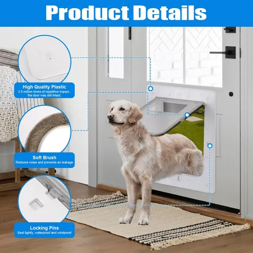 Vista 5 de Puerta para mascotas, puerta de plástico duradero para perros, marco interior de 16.7 x 11.7 pulgadas para perros grandes y mascotas, fácil