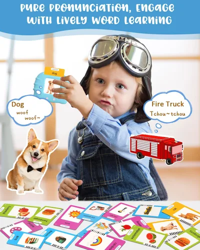 Vista 5 de Tarjetas didácticas hablantes en inglés de 224 palabras con música, juguetes educativos Montessori para niños pequeños, terapia del habla