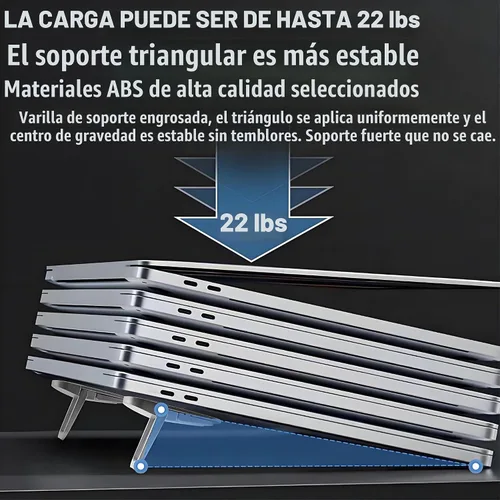 Vista 7 de 2 soportes portátiles para laptop, elevador ajustable para laptop, refrigeración ergonómica, mini soporte invisible para computadora de escritorio