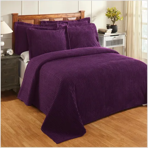 Vista 63 de Better Trends Colchas de Chenille Tamaño Individual, Azul 100% Algodón Chenille Diseño de Rayas Acolchado Cobertor Suave Liviano, 96"x110" con 1