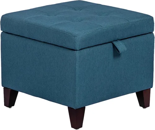 Vista 29 de Adeco Otomán Cubo de Piel Sintética Blanca de 18 Pulgadas de Alto con Almacenamiento, Taburetes Reposapiés de Silla de Terciopelo en Relieve 3D