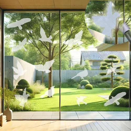 Vista 10 de Calcomanías anticolisión para ventanas con forma de pájaro, adhesivos para puertas de vidrio para proteger y evitar golpes de pájaros (negro)