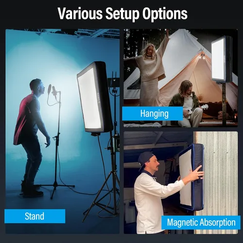 Vista 7 de Sirui Luz de video LED bicolor inflable automática de 200W, 2800K-8500K CRI 96 Panel de luz de estudio con control de aplicación para fotografía