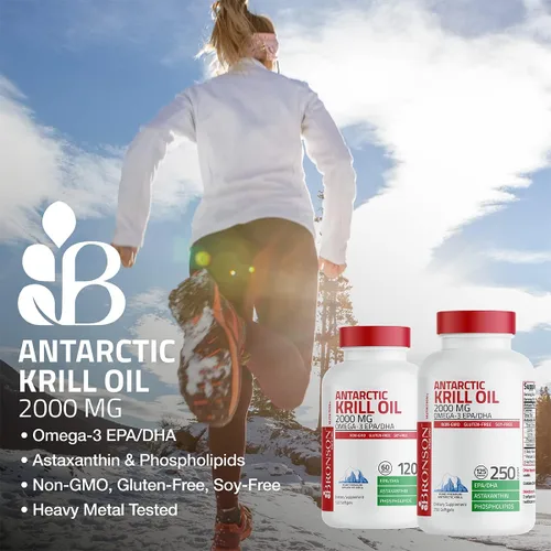 Vista 3 de Bronson Antarctic Krill Oil 2000mg with Omega-3s EPA, DHA, Astaxanthin and Phospholipids 60 Softgels