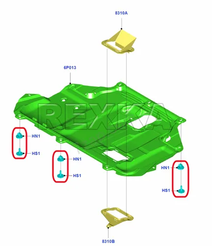 Vista 6 de Rexka 10 juegos de tornillos T30 para cubierta de protección contra salpicaduras de motor T30, kit de clip de tuerca de perno compatible con Ford