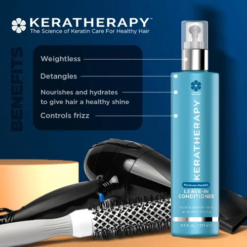 Vista 2 de Keratherapy Acondicionador hidratante sin enjuague en aerosol con infusión de queratina, 8.5 onzas líquidas, acondicionador hidratante sin enjuague