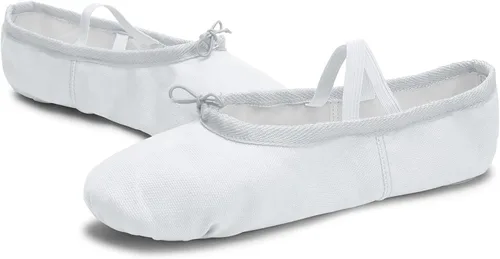 Vista 6 de L-RUN Zapatos de ballet para niñas, zapatos de baile suaves para mujer, zapatillas de ballet de lona para uso diario, zapatos de yoga planos