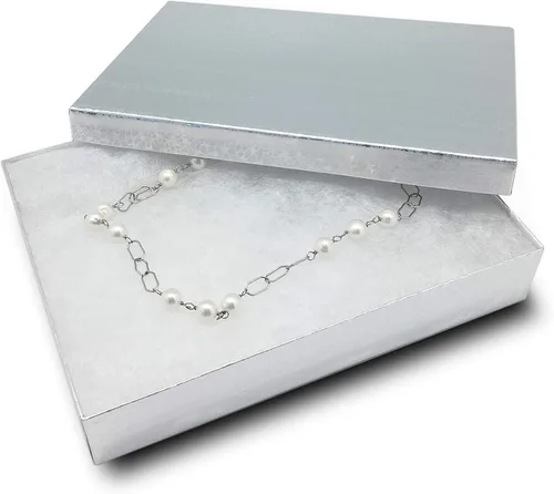 Vista 10 de TheDisplayGuys - Paquete de 100 cajas de cartón rellenas de algodón #33 para joyas, papel de aluminio plateado (3.5 x 3.5 x 1.0 pulgadas)