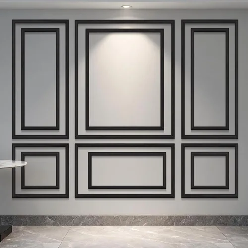 Vista 3 de Moldura flexible para despegar y pegar, tiras de moldeo de panel de pared autoadhesivas, ribete decorativo de EVA negro para zócalo, espejo