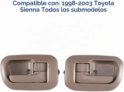 Vista 4 de 1 par de manijas de puerta interiores compatibles con Toyota Sienna 1998 1999 2000 2001 2002 2003, sustituye a OE 80533 80504, marrón