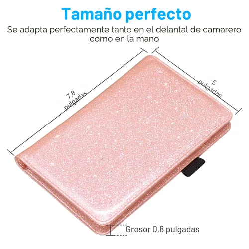 Vista 4 de ACdream - Libretas de servicio para camarera, libreta de anotación de comensales, lindo organizador de piel y cartera, para presentar la cuenta