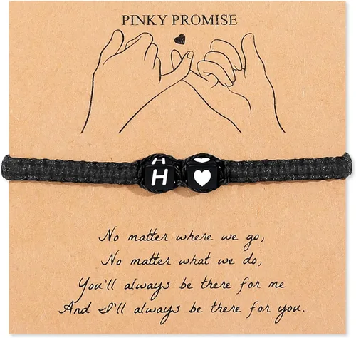Vista 14 de Pulsera inicial para hombres y mujeres con letra, pulseras de dijes a juego para parejas, pulseras hechas a mano, regalo para novio y novia, regalo