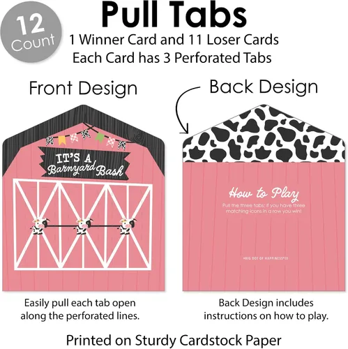 Vista 5 de Big Dot of Happiness Pink Farm Animals - Juego de 12 tarjetas para baby shower o fiesta de cumpleaños, diseño de animales de granja rosados