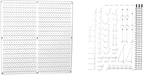 Vista 8 de Wall Control 30-P-3232B - Paquete con panel perforado de metal negro, 2 paneles anchos de 32 pulgadas de alto x 16 pulgadas de ancho, ASM-SH-1606 B