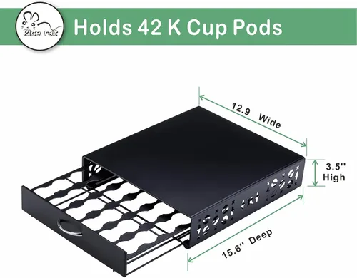 Vista 2 de K Cup Pod - Cajón superior de hierro, soporte para cápsulas de café, compatible con almacenamiento de cápsulas, 42 K cup (negro)