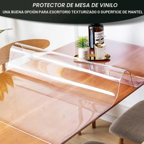 Vista 2 de Protección de mesa de PVC transparente de varios tamaños para mesa de comedor pequeña, resistente al calor, impermeable, tapete de computadora