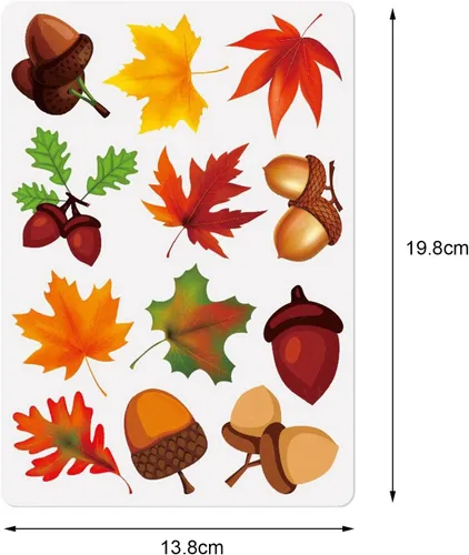Vista 2 de 24 calcomanías de pared de hojas de arce de Acción de Gracias, hojas de arce de otoño, calcomanías para ventanas de otoño, tablones de anuncios