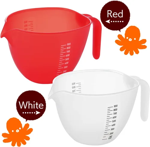 Vista 5 de Akebono Industry CH-2091 Powdered Bowl, White, Made in Japan, Prevents Dripping, Easy to Pour, With Graduations, Easy to Use as a Cooking Bowl