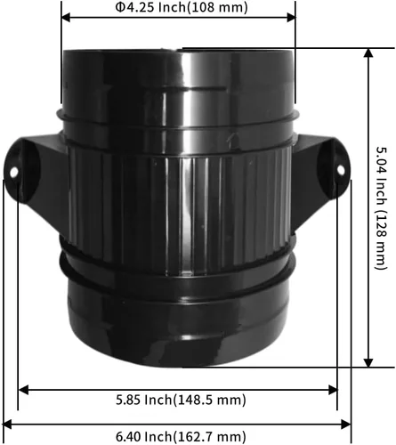 Vista 5 de Pactrade Marine Turbo - Ventilador en línea – Ventilador en línea de 4 pulgadas (negro/blanco) – 200 CFM, 12 V CC – Compacto e impermeable soplador