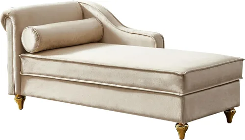 Vista 8 de Chaise Lounge para interiores, sofá de salón tapizado de terciopelo con espacio de almacenamiento oculto, sofá cama con marco de madera maciza