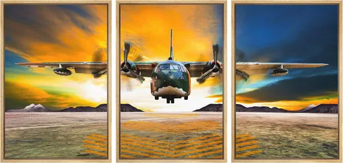 Vista 130 de wall26 Lienzo enmarcado para pared, juego de arte exótico tropical, océano, mar, avión, puesta de sol, transporte, fotografía, realismo, decorativo