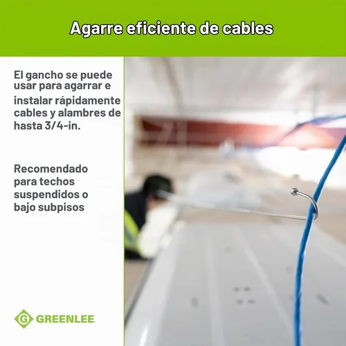 Vista 5 de Greenlee FP3 plegable de 3 pies para agarrar y alcanzar el poste de pescado, herramienta de tracción de alambre de alcance adicional
