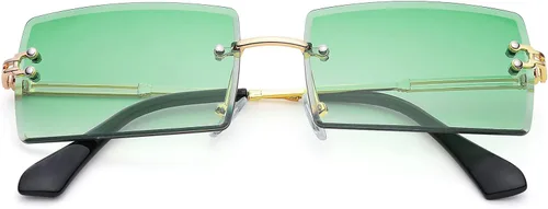 Vista 107 de Gafas de sol rectangulares para hombres/mujeres, gafas de sol pequeñas sin montura cuadrada