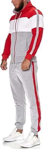 Vista 3 de lcepcy Conjunto de sudadera con capucha para hombre, 2 piezas, diseño de bloques de color, sudadera casual con bolsillos