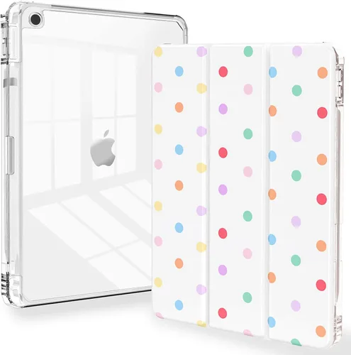 Vista 11 de Feams Funda para iPad de 9ª generación, funda triple para iPad 10.2, cubierta trasera transparente con soporte para lápiz y apagado Ángel