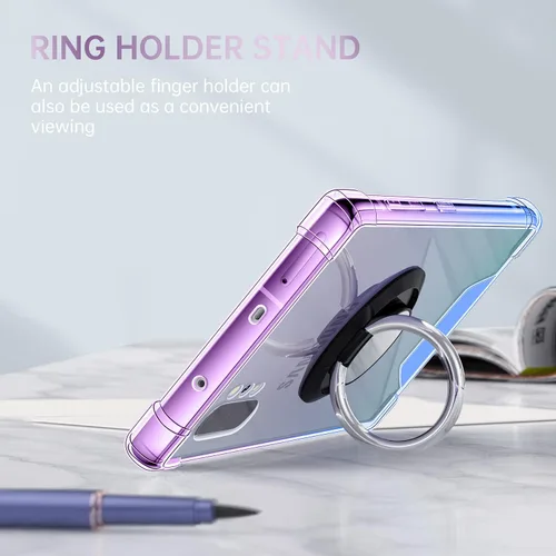 Vista 4 de Serie de soportes de anillo diseñada para Samsung Galaxy Note 10 Plus, cubierta protectora transparente compatible con soporte magnético