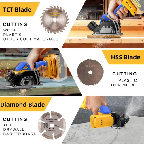 Vista 4 de Herramienta de corte inalámbrica compatible con batería DeWalt de 20 V MAX Sierra compacta sin escobillas con cuchillas de 3 pulgadas, mini sierra