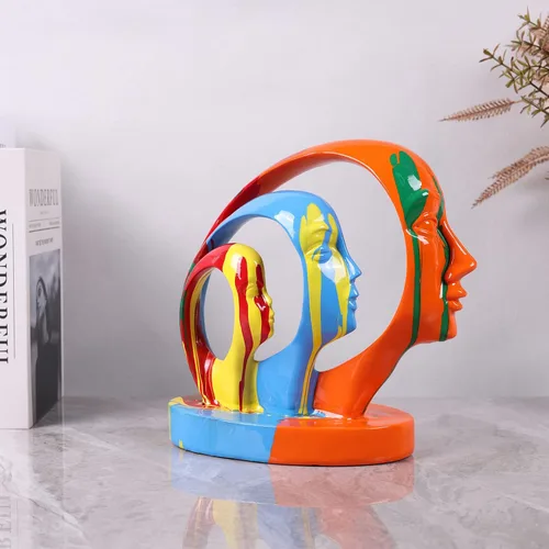 Vista 2 de Estatuas y esculturas abstractas, esculturas modernas minimalistas creativas de arte facial para sala de estar, mesa de comedor, oficina en casa