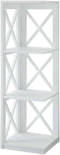 Vista 3 de Home Square Juego de estantería esquinera de madera con 3 estantes en color blanco (juego de 2)