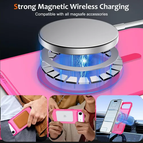 Vista 160 de Anuck - Funda magnética para iPhone 11 compatible con MagSafe, carcasa trasera mate translúcida dura, borde de TPU, delgada, resistente a impactos