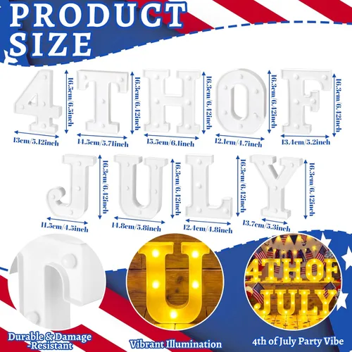 Vista 3 de Honoson 9 Pcs 4th of July Lights Decorations, LED Patriotic Table Lighting