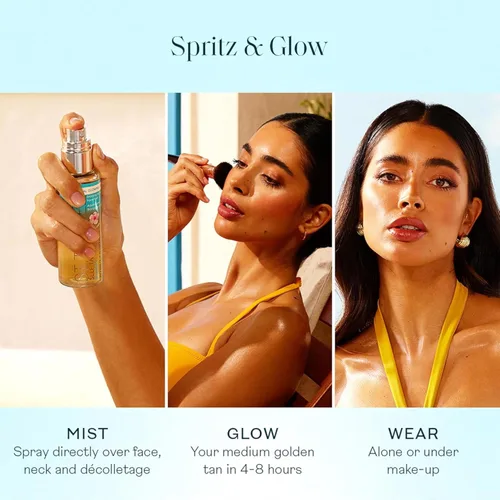 Vista 4 de St. Tropez - Bruma facial de autobronceado Purity, brillo natural besado por el sol con ácido hialurónico y antioxidantes, cuidado facial vegano