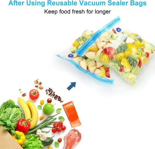 Vista 4 de Bolsas selladoras al vacío reutilizables sin BPA (8 x 9 pulgadas, 10 x 11 pulgadas, 10 x 13 pulgadas)