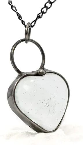 Vista 5 de Handmade Glass Chunky Heart Necklace