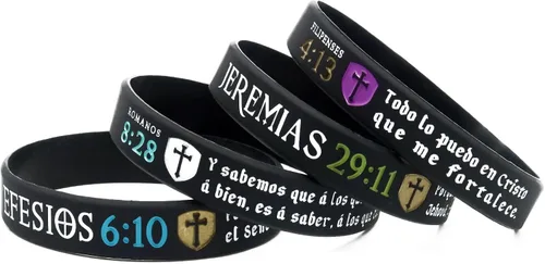 Vista 2 de Giftphoria Pulseras La Biblia Reina-Valera 1960 4 Versículos de la Santa Biblia para el Estudio Bíblico Regalos de estudio bíblico en español