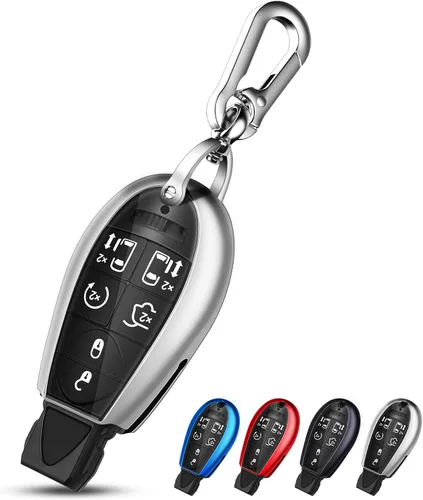 Vista 9 de QBUC Funda para llavero Dodge con llavero de TPU compatible con Dodge Ram Jeep Chrysler modelo 2008-2018 accesorios (azul)