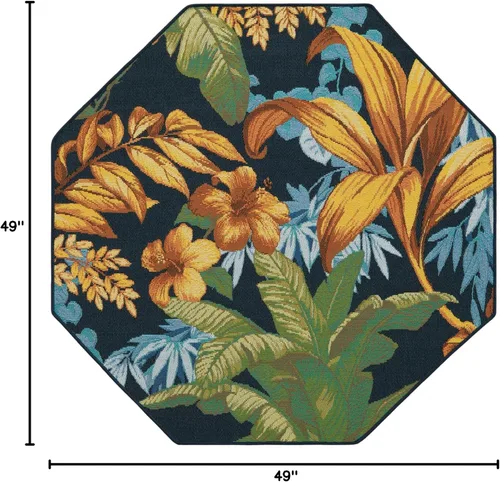 Vista 2 de Unique Loom Outdoor Botanical Collection - Alfombra de área Calypso (4 pies 1 pulgada octágono multi/azul claro)