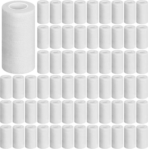 Vista 24 de Treela - Paquete de 64 vendajes autoadhesivos de 2 pulgadas x 5 yardas, colores surtidos Cohesive Flexible Wrap for Wrist Ankle Fingers